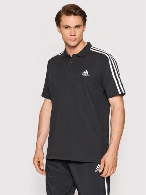 Тениска с копчета Adidas черно