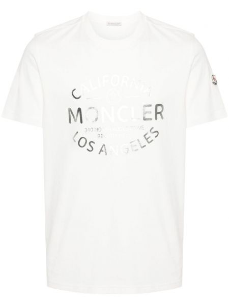 Bombažna majica s potiskom Moncler bela
