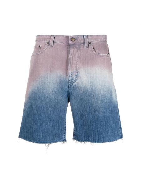 Jeans shorts mit fransen Saint Laurent blau
