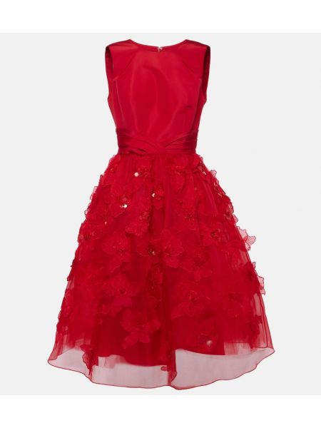 Rochie midi de mătase Carolina Herrera roșu