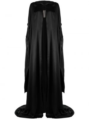 Μεταξωτή σατέν βραδινό φόρεμα με κουκούλα Rick Owens μαύρο