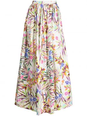 Pamučna midi suknja s cvjetnim printom Bambah bijela