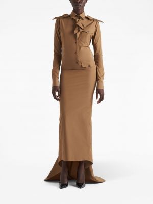 Medvilninis vakarinė suknelė su lankeliu Prada ruda