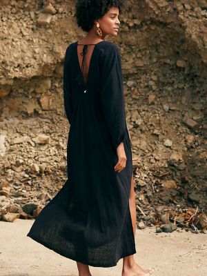 Длинное платье с v-образным вырезом Malai черное