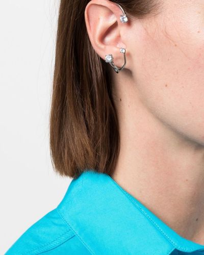 Boucles d'oreilles à imprimé en cristal Panconesi argenté