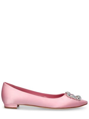 Сатенени ниски обувки Manolo Blahnik розово