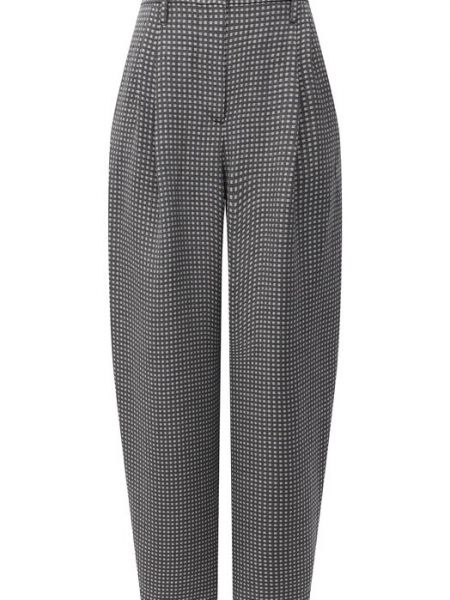 Шелковые льняные брюки Giorgio Armani серые