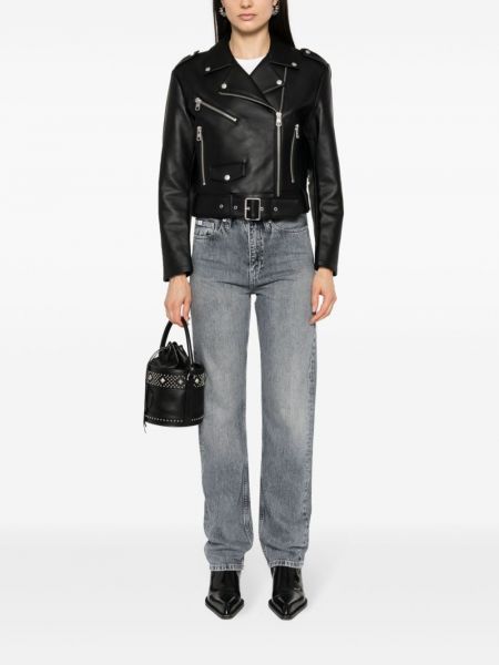 Tiesūs džinsai aukštu liemeniu Calvin Klein Jeans pilka