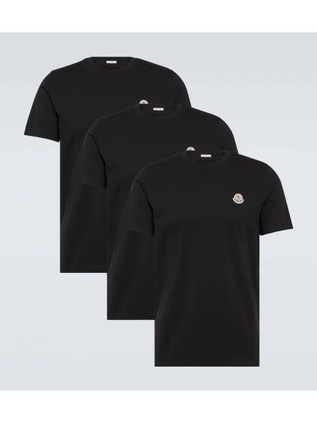 Camiseta de algodón de tela jersey Moncler negro