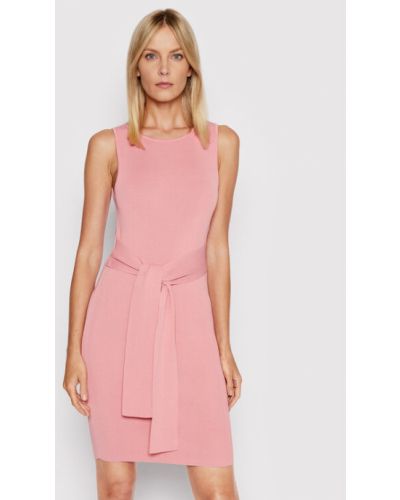 Růžové slim fit šaty Guess