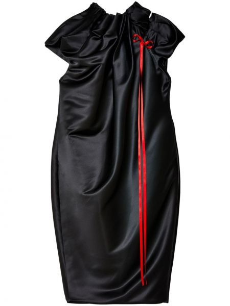 Сатенена рокля с панделка Simone Rocha черно