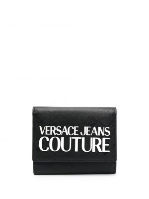 Bőr pénztárca Versace Jeans Couture fekete