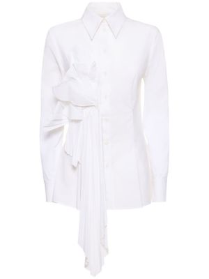 Drapiruota medvilninė marškiniai Alberta Ferretti balta
