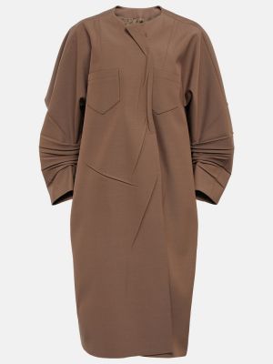 Manteau en laine asymétrique Prada marron