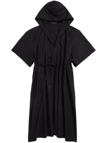 Oversized rovné šaty s kapucňou Balenciaga čierna