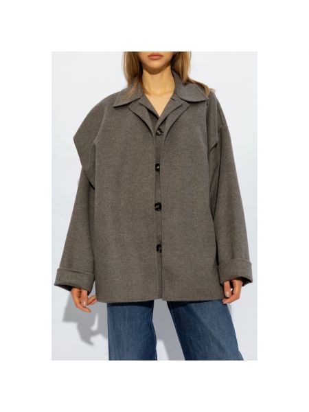 Abrigo corto de lana Bottega Veneta gris