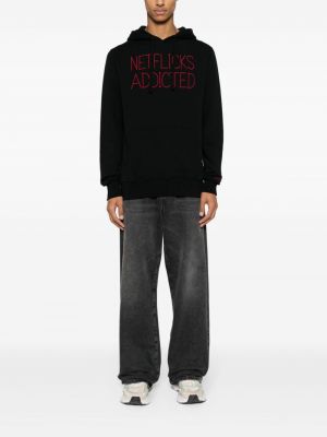Medvilninis siuvinėtas džemperis su gobtuvu Mc2 Saint Barth juoda