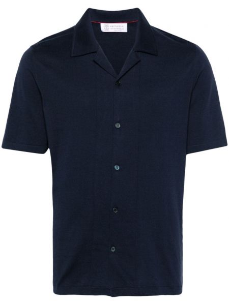 Pletená košile Brunello Cucinelli modrá