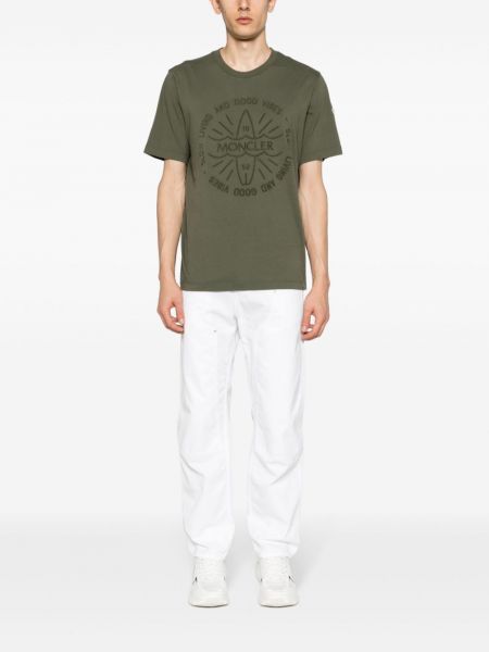 T-shirt brodé en coton Moncler vert