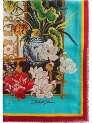 Pañuelo de seda con estampado Dolce & Gabbana azul