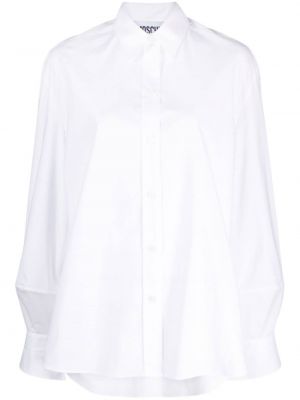 Bombažna srajca z vezenjem Moschino bela