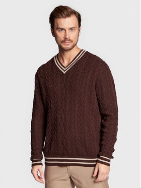 Voľný bavlnený priliehavý sveter Cotton On hnedá