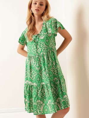 Mini šaty s potiskem s výstřihem do v Bigdart zelené