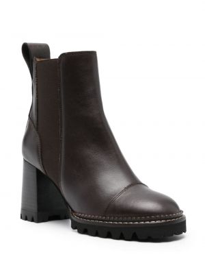 Leder ankle boots See By Chloé braun