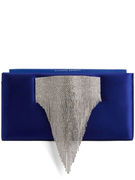 Satenska clutch torbica s kristalima Giuseppe Zanotti plava