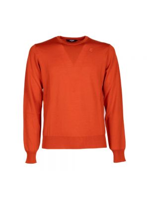 Sweter z wełny merino K-way pomarańczowy