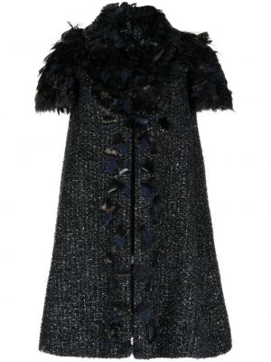 Manteau à plumes en tweed Chanel Pre-owned noir