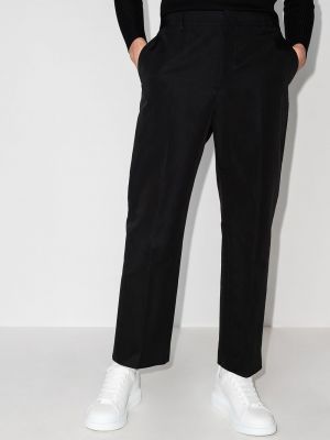 Pantalones rectos con bordado Valentino negro