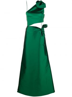 Satenska haljina na naramenice Bernadette zelena