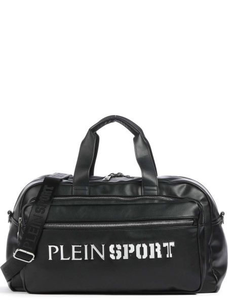 Кожаная спортивная сумка из искусственной кожи Plein Sport черная