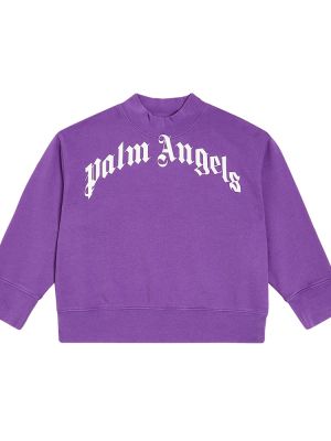 Bomull hettegenser for gutter Palm Angels Kids lilla