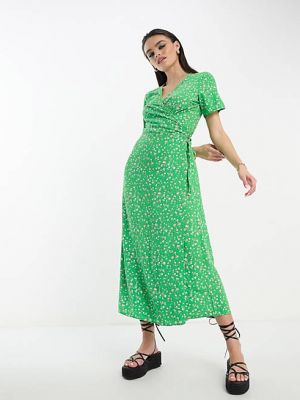 Платье на запах с принтом Object зеленый