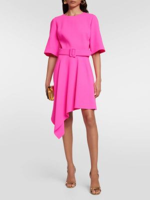 Мини-платье асимметричного кроя из смесовой шерсти OSCAR DE LA RENTA розовый