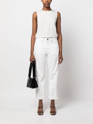 Bluzka bez rękawów z okrągłym dekoltem Calvin Klein biała