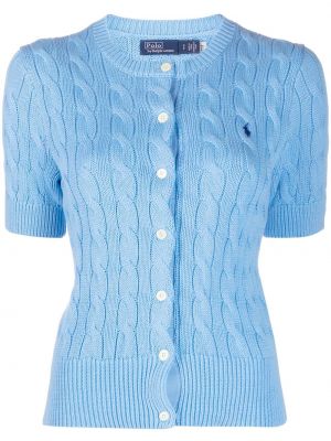 Плетена памучна поло тениска с v-образно деколте Polo Ralph Lauren
