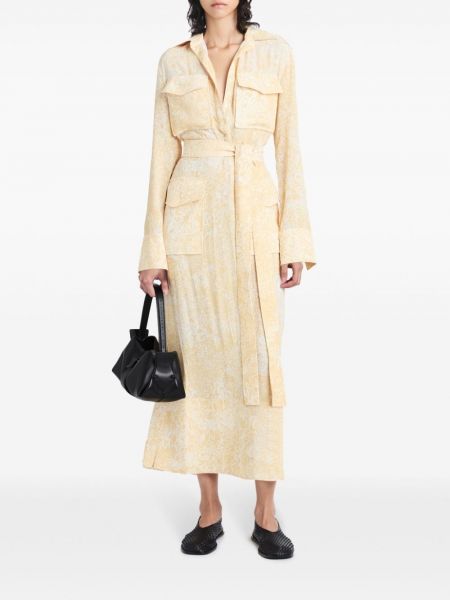 Sukienka długa z nadrukiem w abstrakcyjne wzory z krepy Proenza Schouler