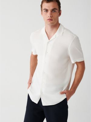 Viskózová košile s krátkými rukávy Avva bílá