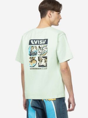 Bavlněné tričko s potiskem Evisu zelené