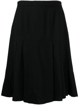 Plisovaná vlnená midi sukňa Chanel Pre-owned čierna