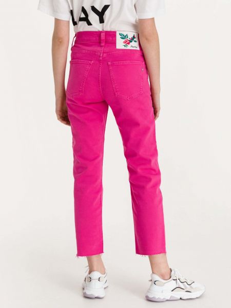 Priliehavé džínsy s rovným strihom Replay ružová