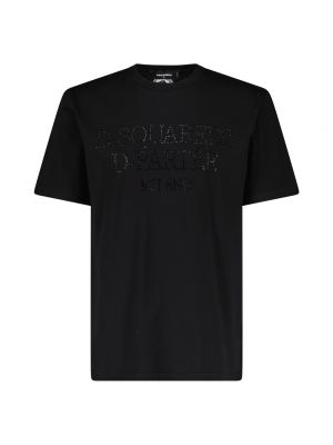 Koszulka bawełniana z kryształkami Dsquared2 czarna
