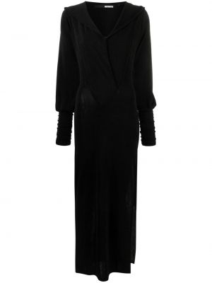 Dlouhé šaty s kapucňou Rotate čierna
