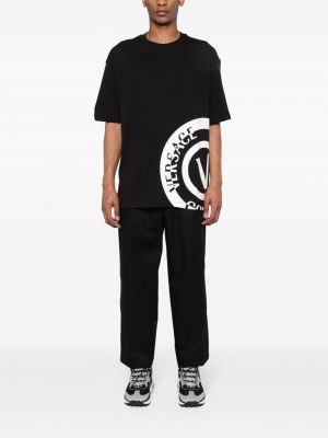 Kokvilnas t-krekls ar apdruku Versace Jeans Couture melns