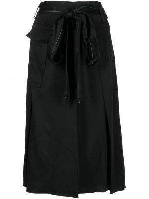 Saténová midi sukňa s vreckami Victoria Beckham čierna