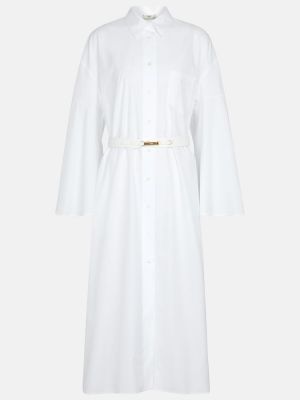 Bavlněné midi šaty Fendi - bílá