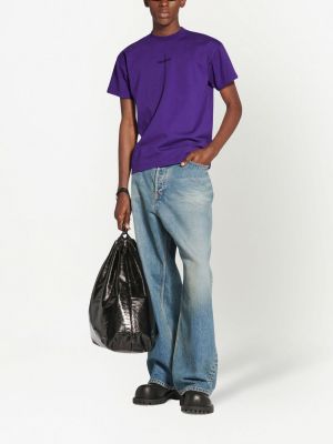 Raštuotas medvilninis marškinėliai Balenciaga violetinė